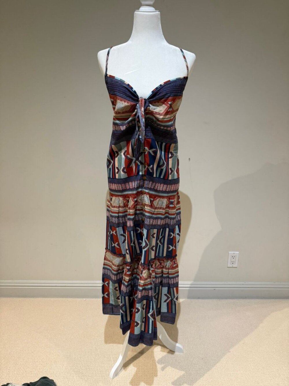 Veronica Beard Abilene Dress Clay Multi Print Tiered Maxi NWT Size S